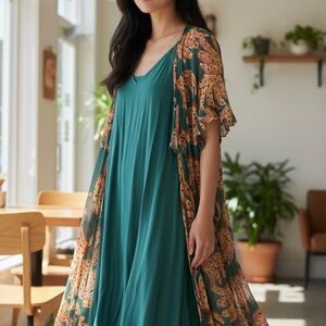 Elegant and fun Teal and‎ Peach Women's Dress